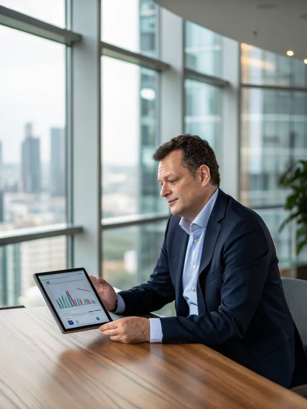 A professional receiving one-on-one career coaching in a modern office, reviewing a career growth chart.